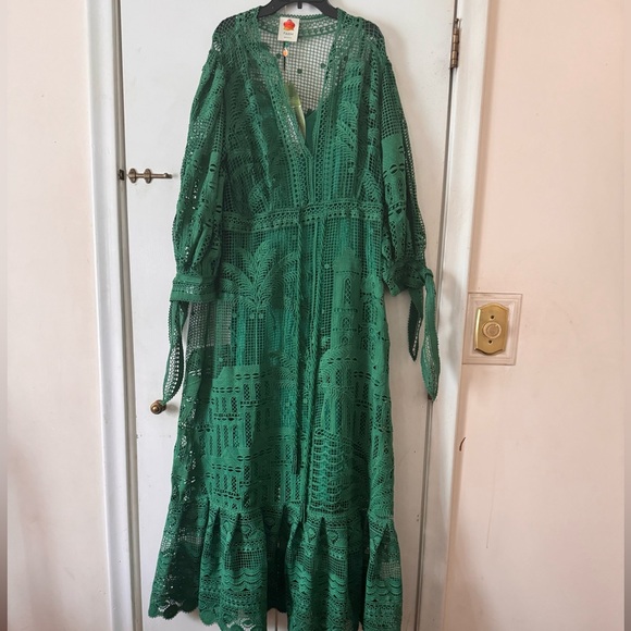 FARM Rio Green Morada Boa Guipure Lace Maxi Dress - Picture 6 of 16